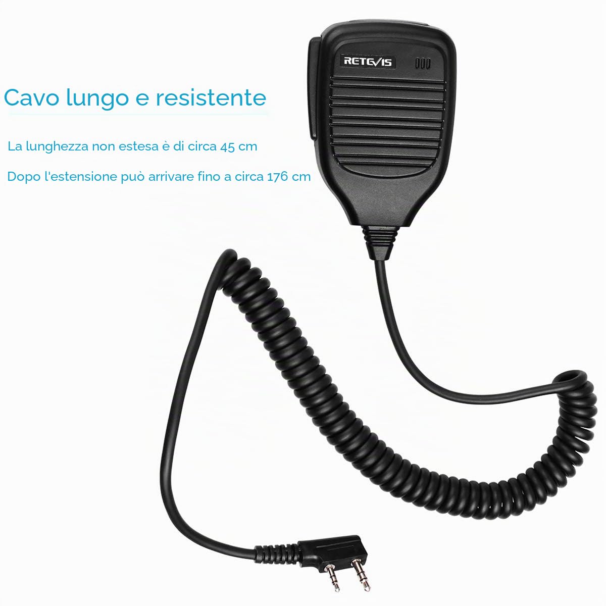 Retevis Walkie Talkie Altoparlante Microfono 2 Pin Walkie Talkie Microfono Compatibile con Baofeng UV-5R BF-88E BF-888S Ricetrasmettitore RT24 RT27 Kenwood Sunreal (5 Pezzi)