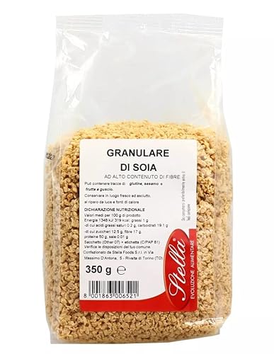 Granulare di Soia | Stella Foods | Dieta Vegana e Vegetariana | Ingrediente per Preparazioni Vegetali | 6 x 350g | Pacco da 6 Confezioni