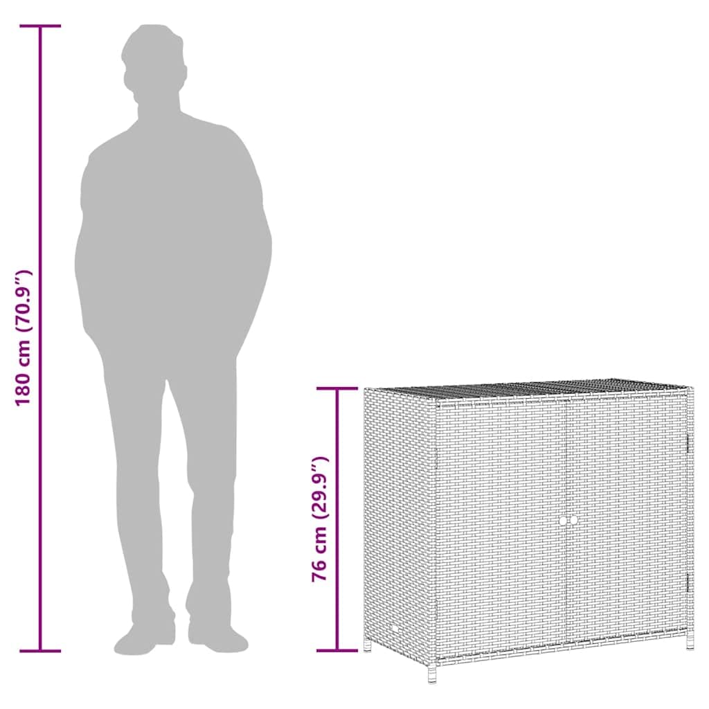 vidaXL Gartenschrank, Geräteschrank mit viel Stauraum, Beistellschrank Schrank mit Türen, Balkonschrank Terrassenschrank, Schwarz Poly Rattan
