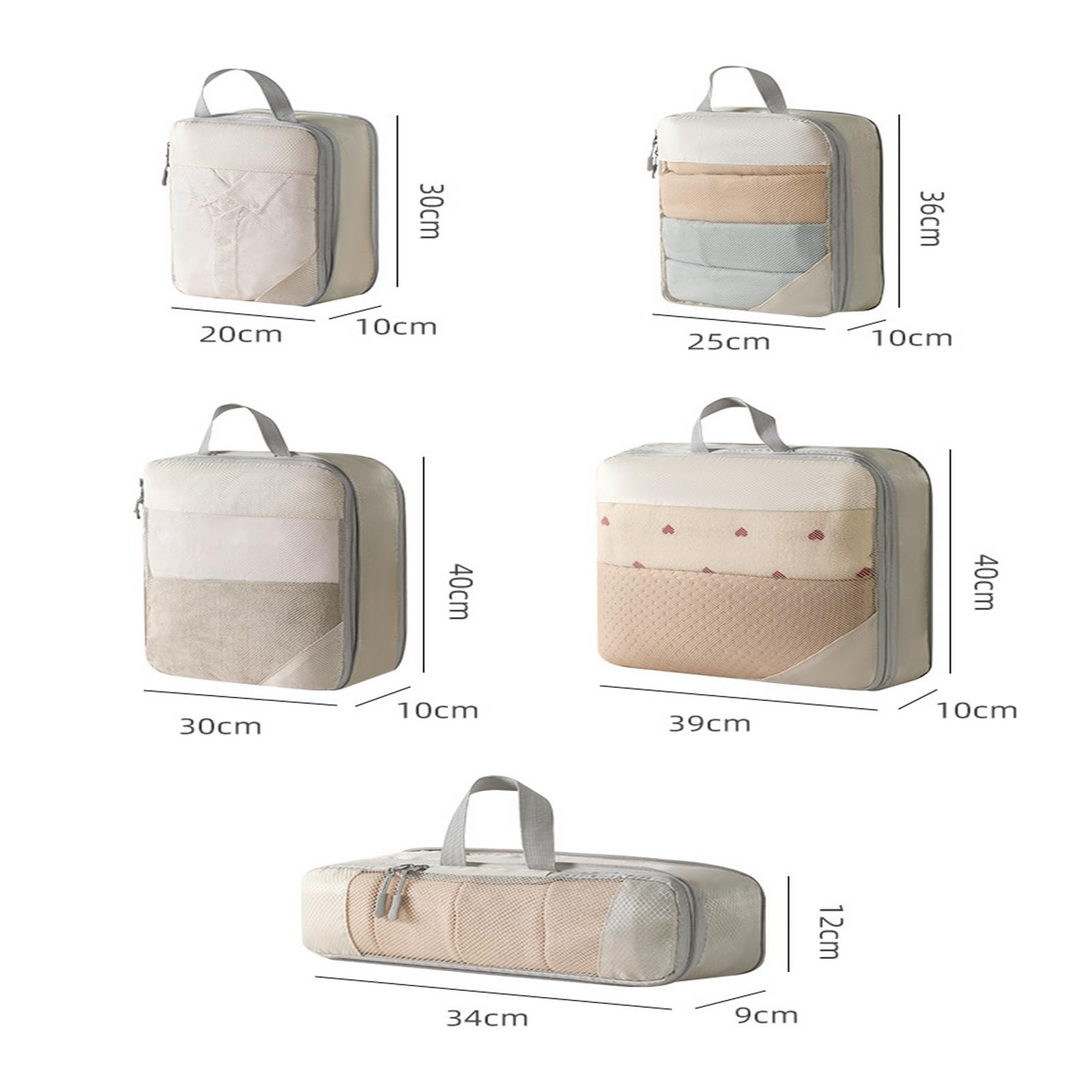 Cubi da imballaggio 5 6 Pezzi Organizzatore di Bagagli Portatili da Viaggio Borse portaoggetti per imballaggio a Compressione Borse per Scarpe con Borsa Pieghevole Leggera in Rete-6