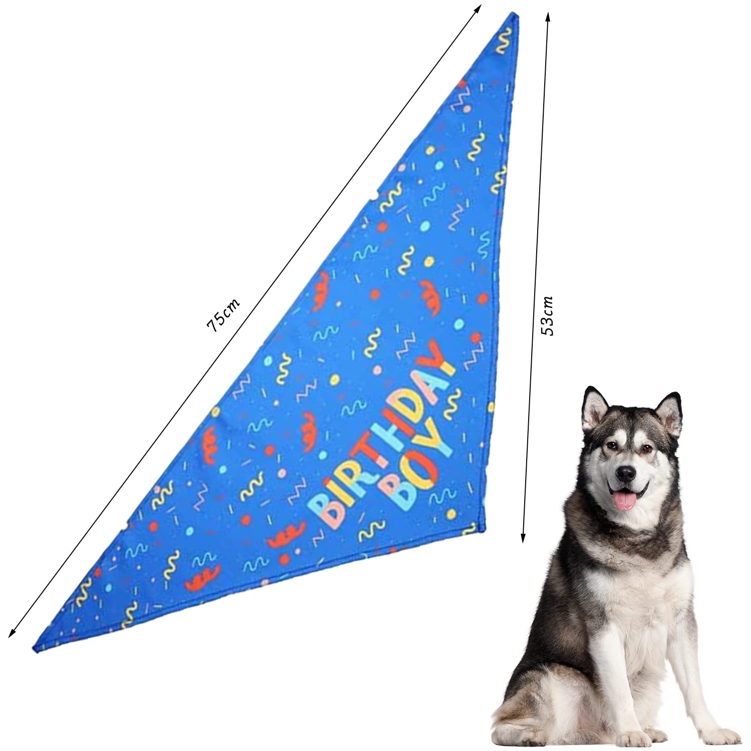 Bandana Compleanno Per Cani - Blu, Lavabile, Per Taglie Piccole, Medie E Grandi, Con Scritta Happy Birthday - Foto 6