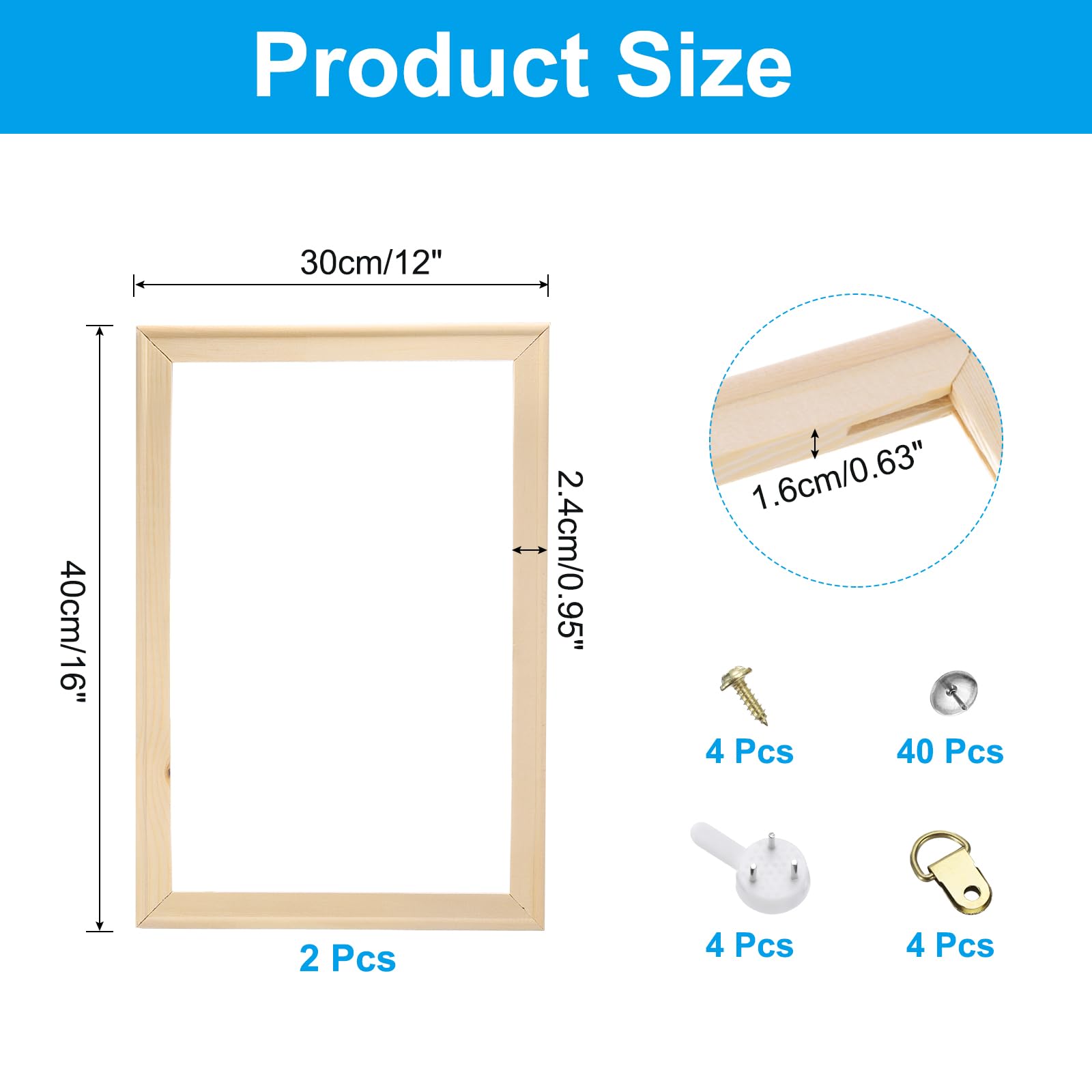 PATIKIL 14x11 inch Canvas Stretcher Bars, 2 Set DIY Removable Wooden Canvas Frames Kit for Oil Paintings Poster Picture Photo, Arts Accessory, Paint by Numbers
