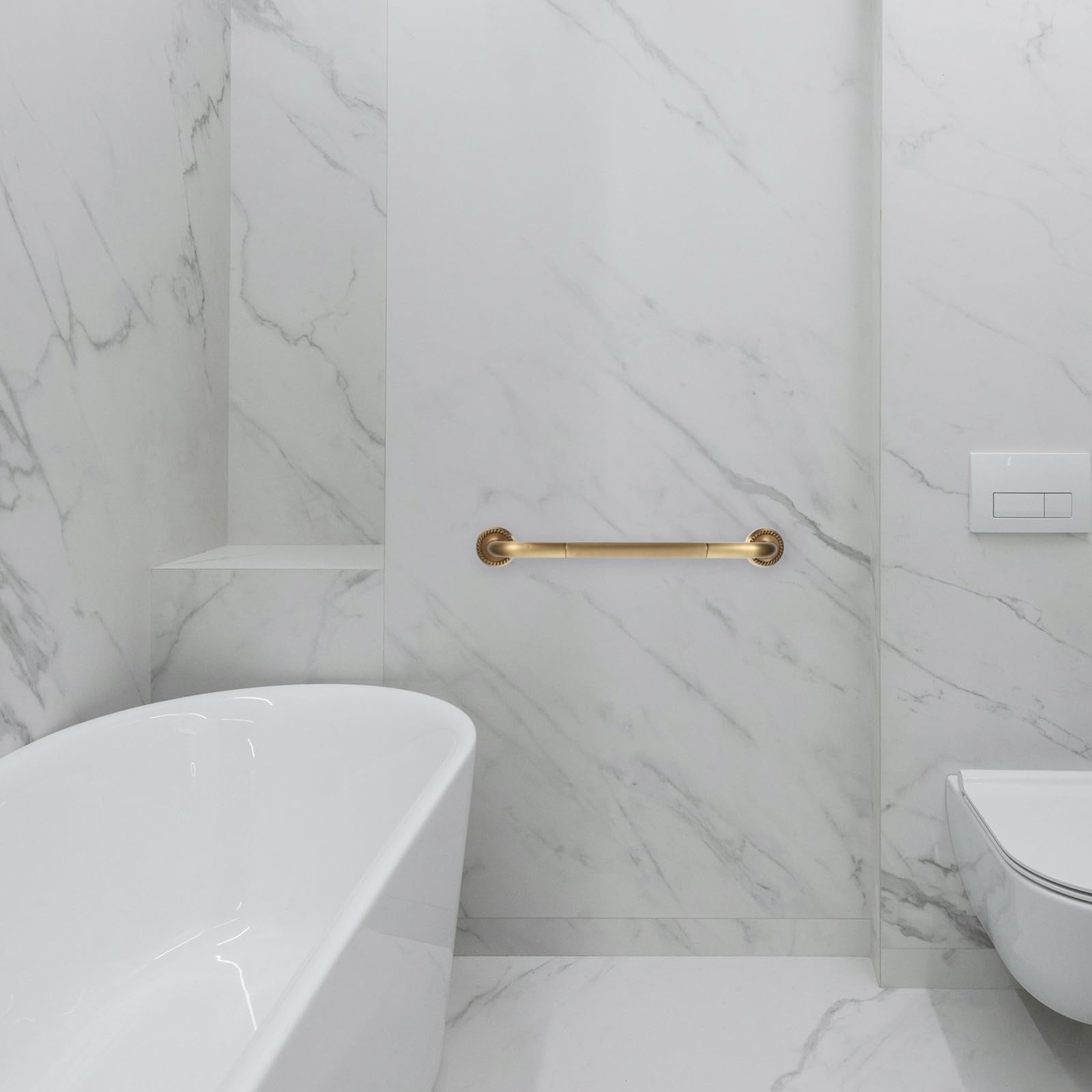 Barra de Apoyo para Baño Dorada de Cobre Antideslizante y Cómoda para Personas Mayores Diseño Humanizado y Estructura Simple para Mayor Seguridad en Ducha y Bañera