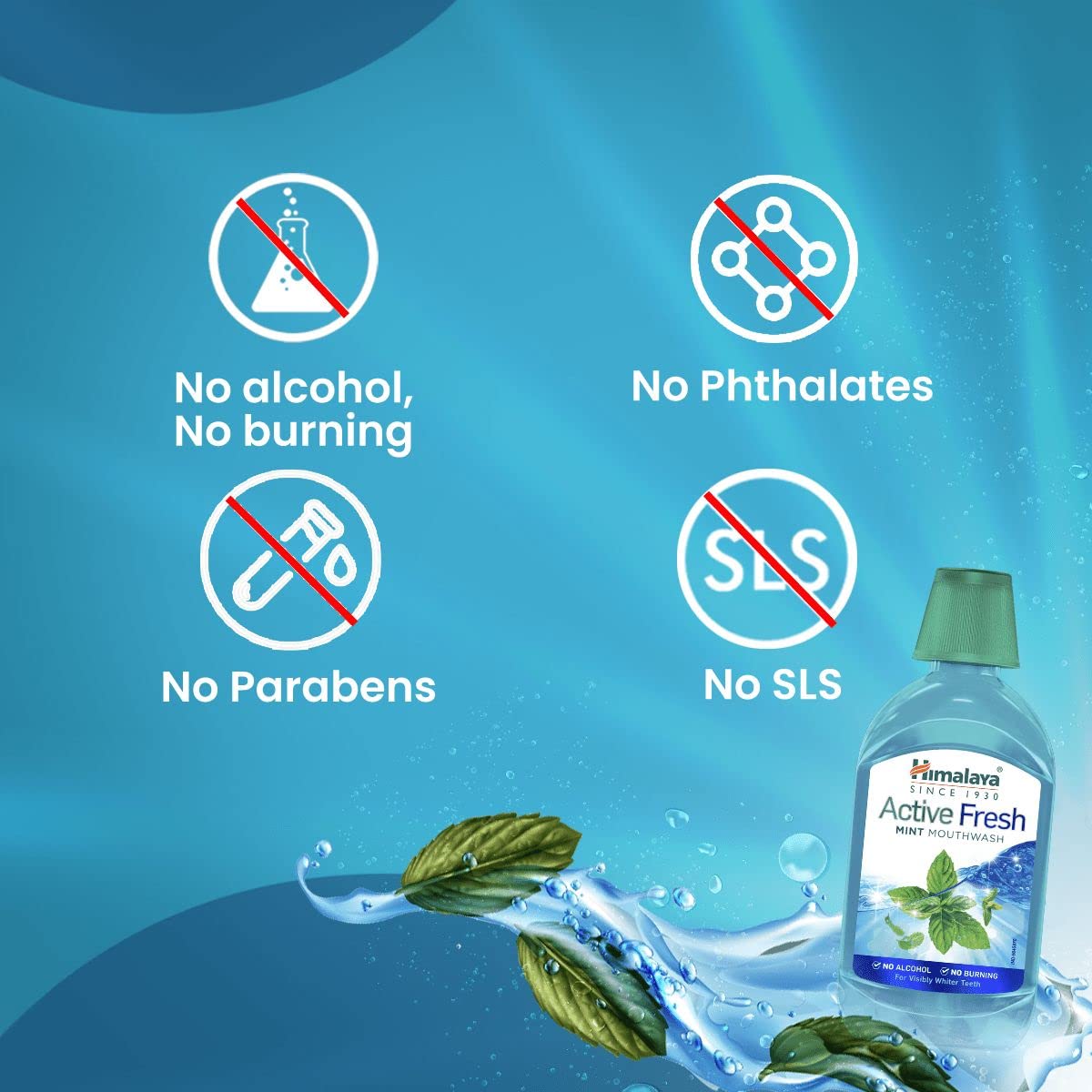 ""Himalaya Active Fresh Mint Mouthwash 215ml-No Alcohol-Whiter Teeth,Fresh Breath,12hr Germ Protection"" 3