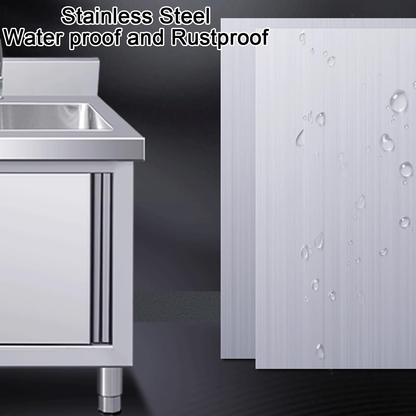 Tavolo da Lavoro per Cucina Design con Scorrevoli Piano di in Tavolos Acciaio Inox Lavello Integrato Ampio Spazio Stoccaggio Saldature Senza Giunture Meccanismo Scorrimento