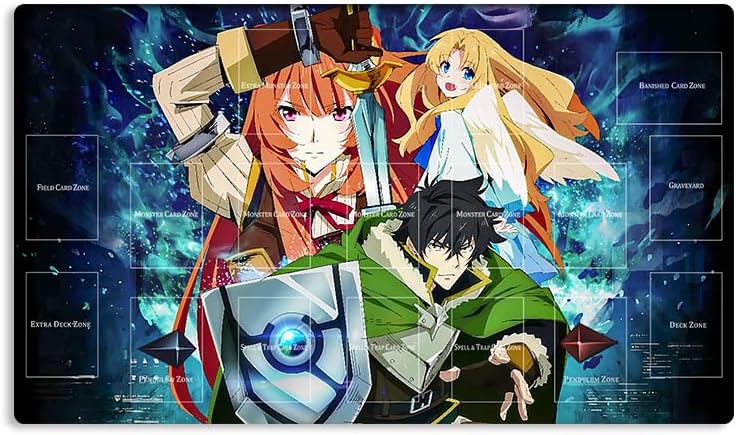 Alfombra de juego WVICM The Rising of The Shield Hero TCG CCG OCG Trading Card Game Mat con Zones Mouse Pad Alfombrilla de escritorio + bolsa gratis