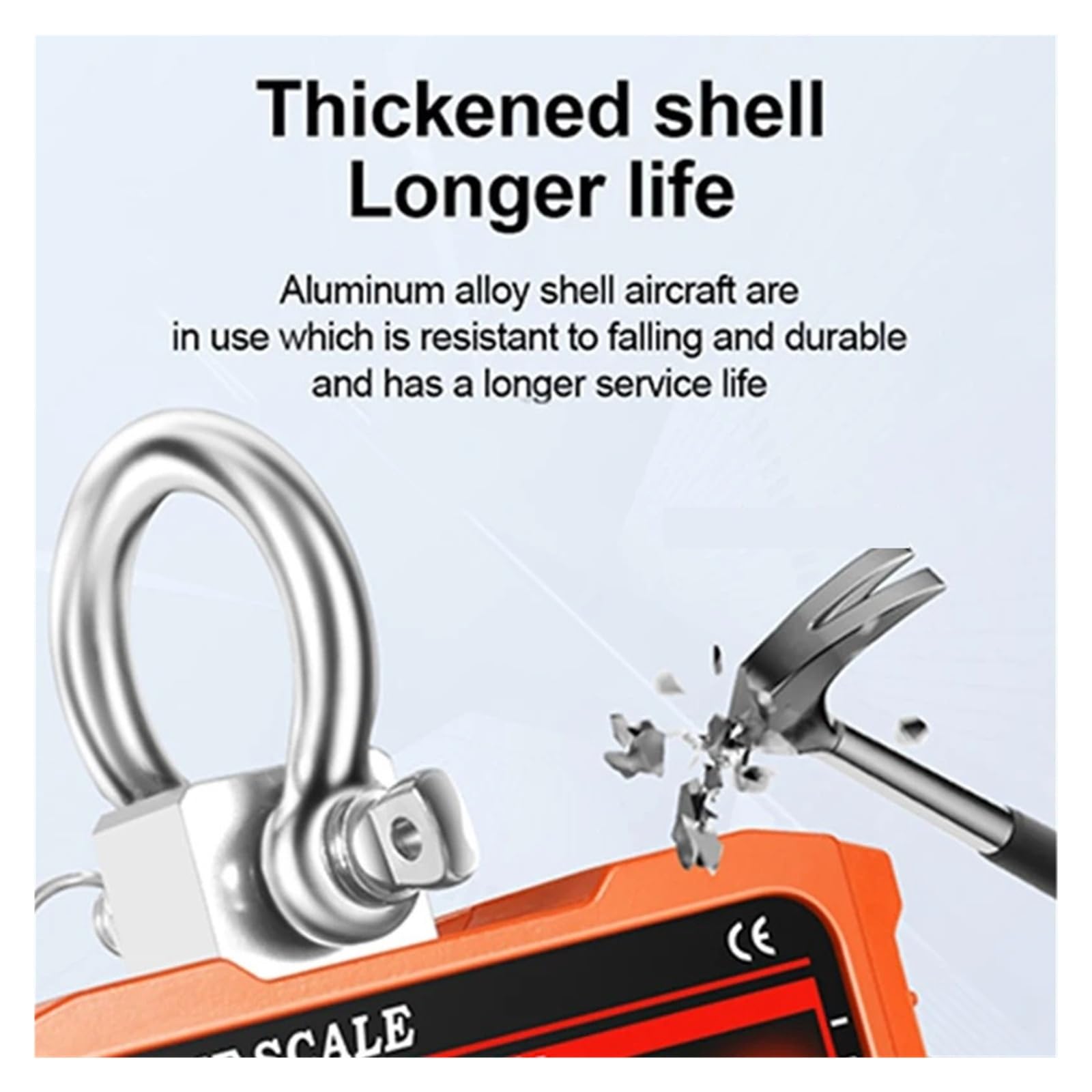 Bilancia sospesa elettronica Bilancia portatile con gancio portatile LED con telecomando Forte capacità(500kg ORANGE)