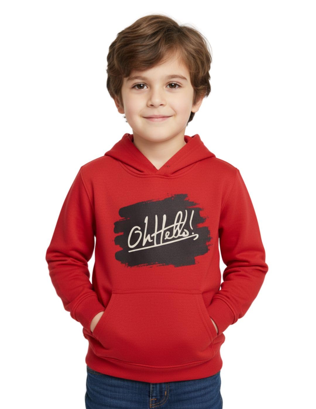 Mack Jonney Boys’ “Awesome” Printed Fleece Hoodie – Warm Winter Sweatshirt with Kangaroo Pocket -M5452