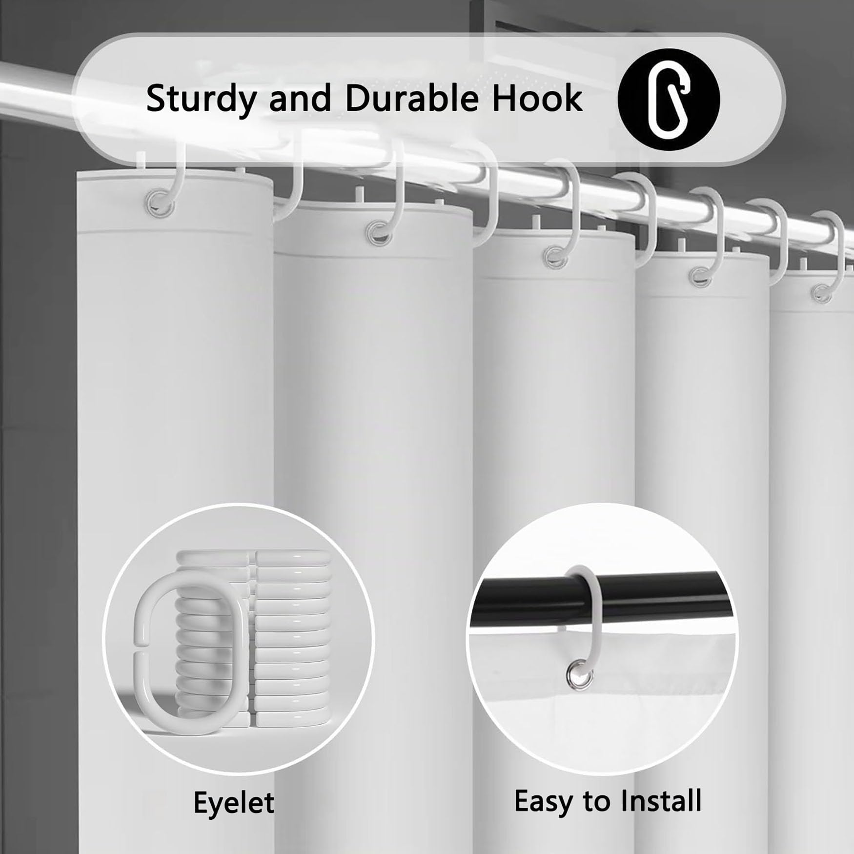 Rideau de Baignoire 220 x 100 cm Protection Eau Facile Nettoyer Durable Résistant Moderne Rideau de Douche Anti Moisissure Lavable pour Baignoire Ou Salle de Bain, Blanc