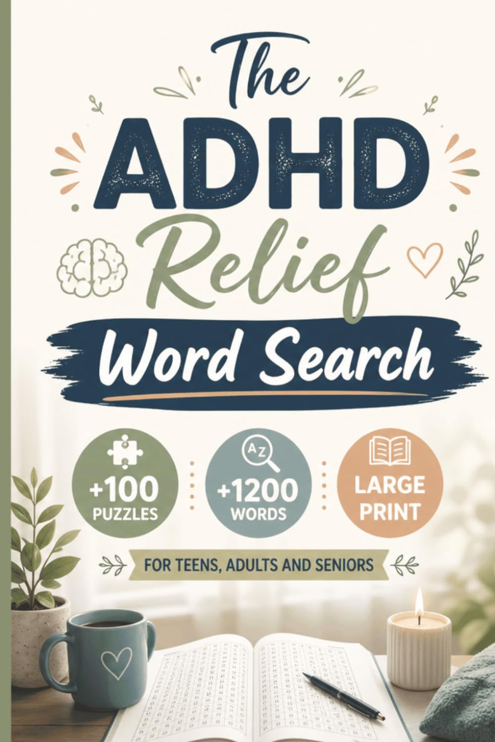 The ADHD Relief Word Search: 1200+ Words, Calming ADHD Relief Word Find Puzzle Book For Seniors, Adults & Teens, 100+ Large Print Word Searches With ... (Large Print Word Search for Adults Series)