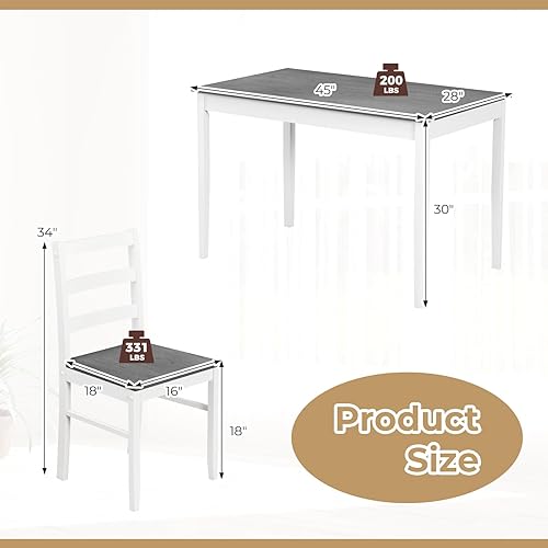 Miniatura 6 de Tangkula Juego de mesa de comedor para 4, juego de comedor de madera maciza con patas de madera de goma, juego de mesa de comedor y sillas de madera