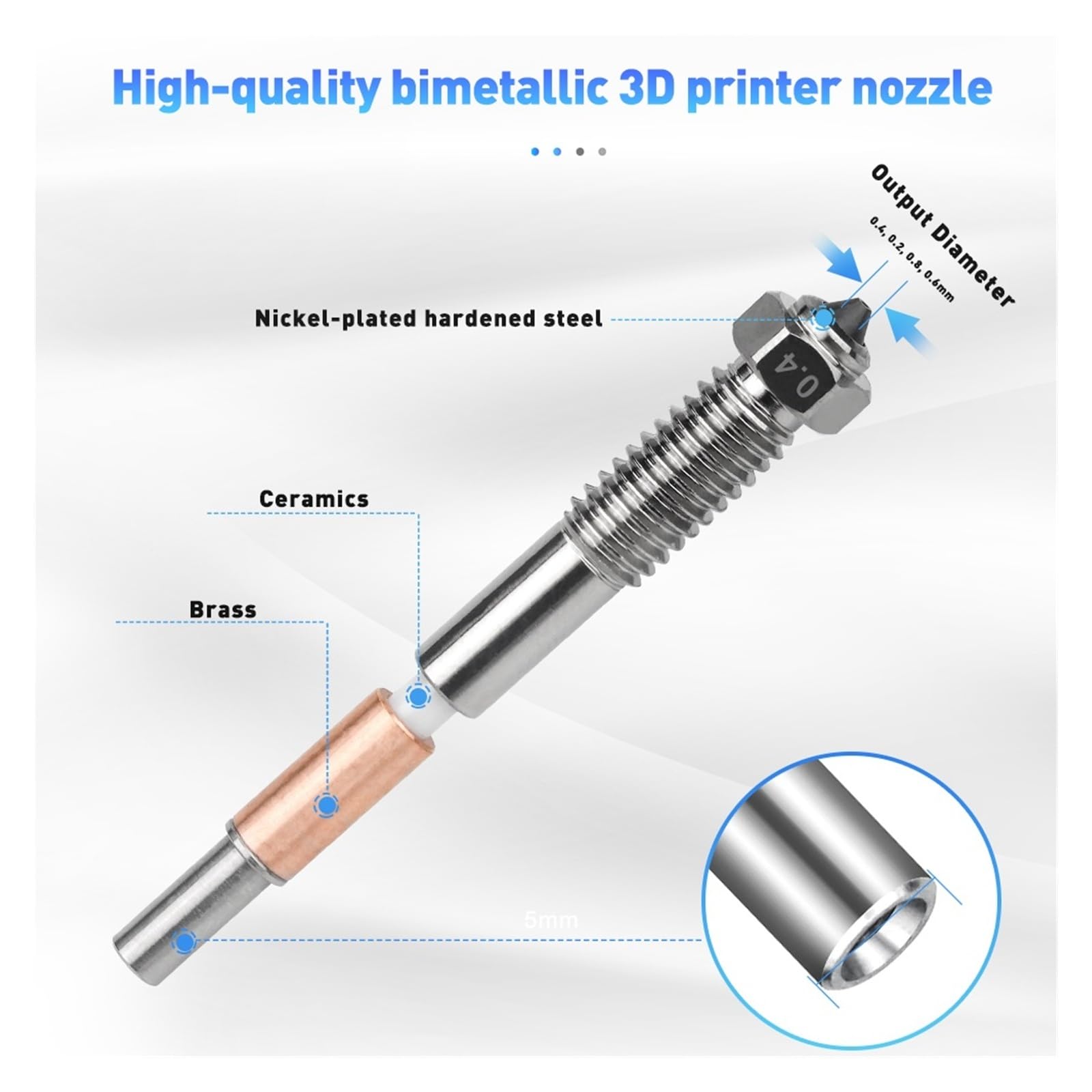 Buses Hotend 0.2/0.4/0.6/0.8mm, Compatible Avec QIDI Plus4, Pièces D'imprimante 3D À Buse Bimétallique(3pcs 0.6mm)