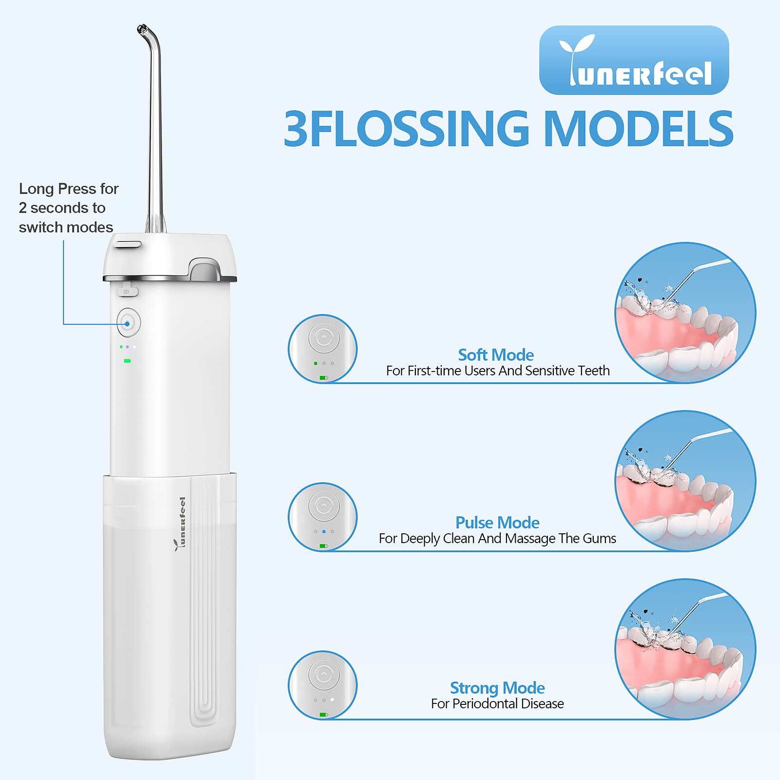 Water Flosser Cordless for Teeth,YUNERFEEL Water Flosser,Telescopic