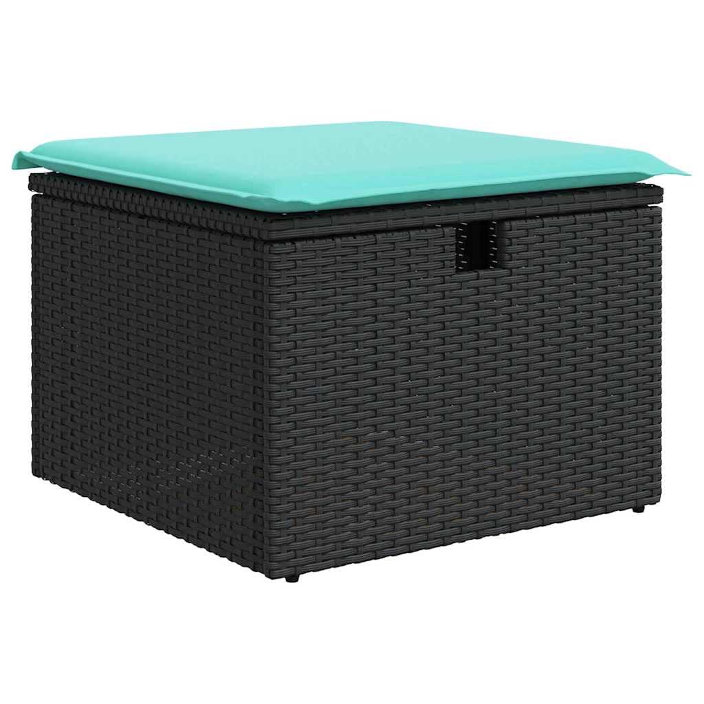 Ensemble de Canapé de Jardin 6 Pièces en Résine Tressée Noire, Salon de Jardin Modulable avec Coussins Amovibles pour Terrasse et Extérieur, Sièges d'angle et Repose-Pieds