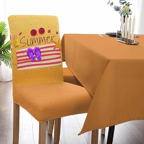 Miniatura 5 de 4 Packs Dining Chair Slipcovers for Kitchen, Summer Beach Flip Flops Sunglasses Stripes Universal Stretch Chair Protector Covers for Dining Room