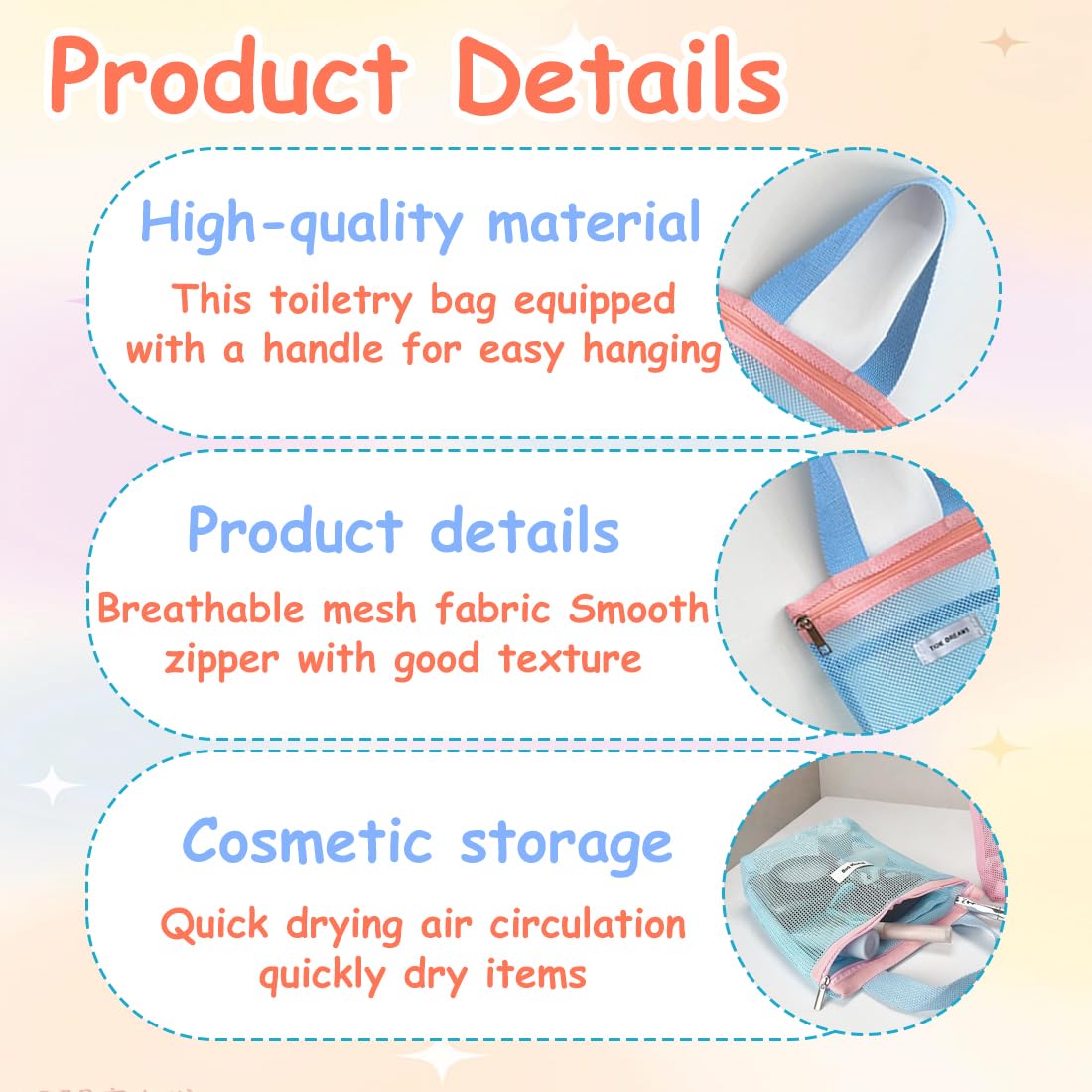 2PCS Borsa Portaoggetti da Doccia Portatile in Rete con Cerniera e Tasche, ad Asciugatura Rapida, Pieghevole, Impermeabile, Multifunzione, Organizer da Bagno da Appendere per Campeggio, Spiaggia