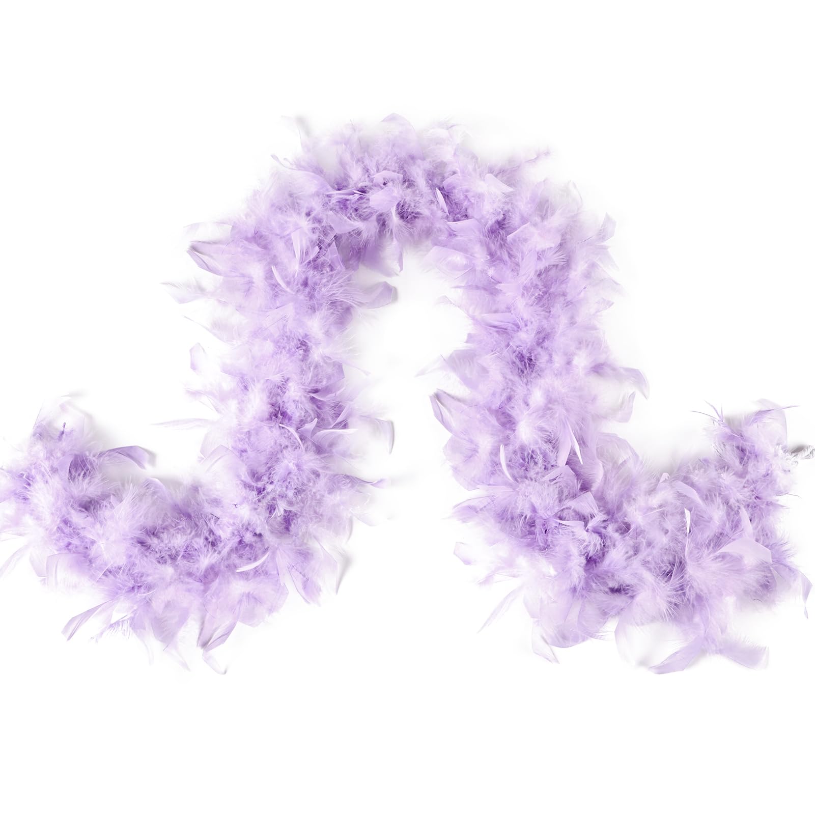 MAOFENG Chandelle Turkey Feather Boa 1.6 Yards 30g For Halloween Dancing Wedding Party DIY Craft Costume Decoration Feather Boa,Lavender — image 1