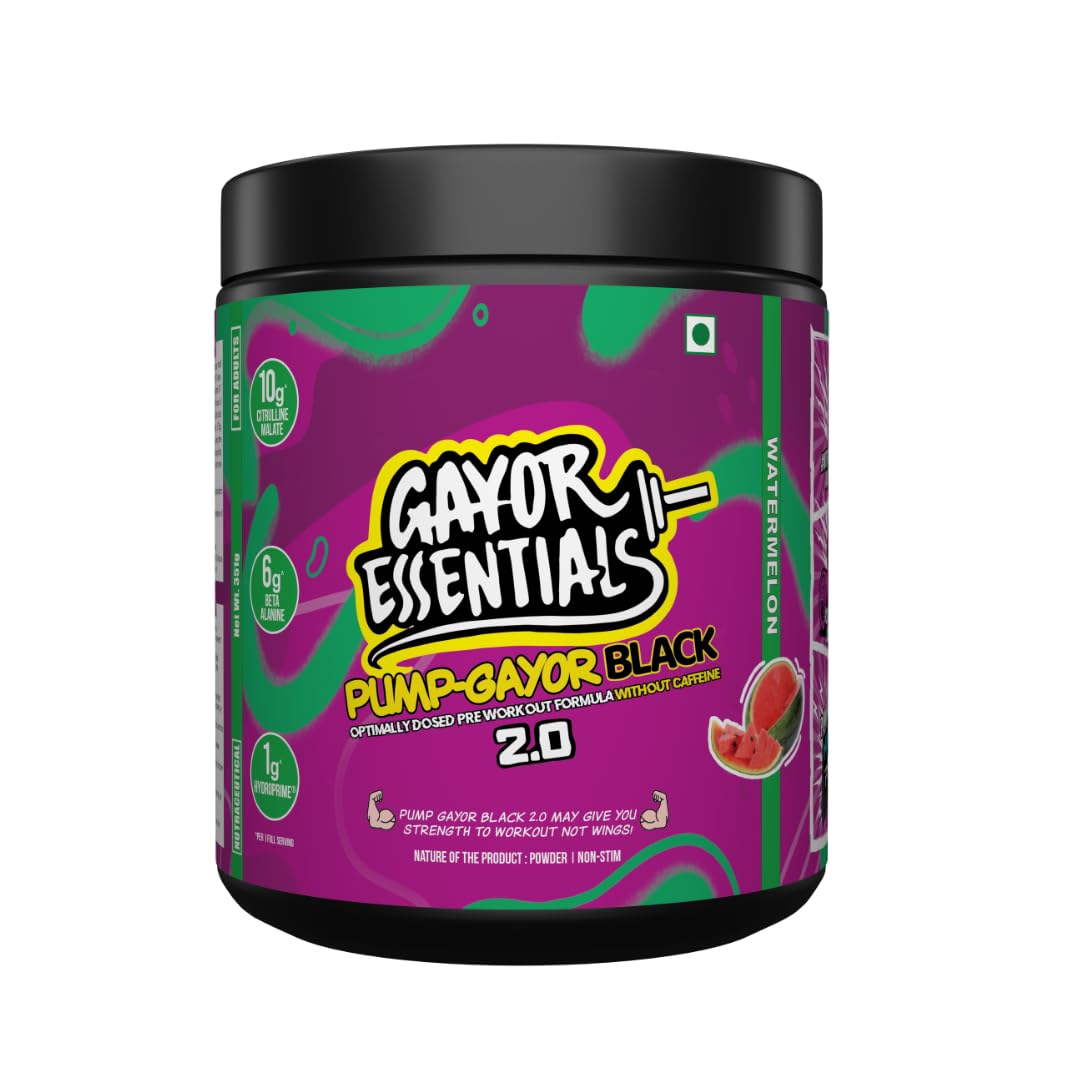 Caffeine Free Non Stim Pre Workout | Pump, Focus & Endurance | Citrulline Malate, Beta Alanine, Taurine | No Crash Energy,Pump Gayor 2.0 By Gayor Essentials (Watermelon, 351g)