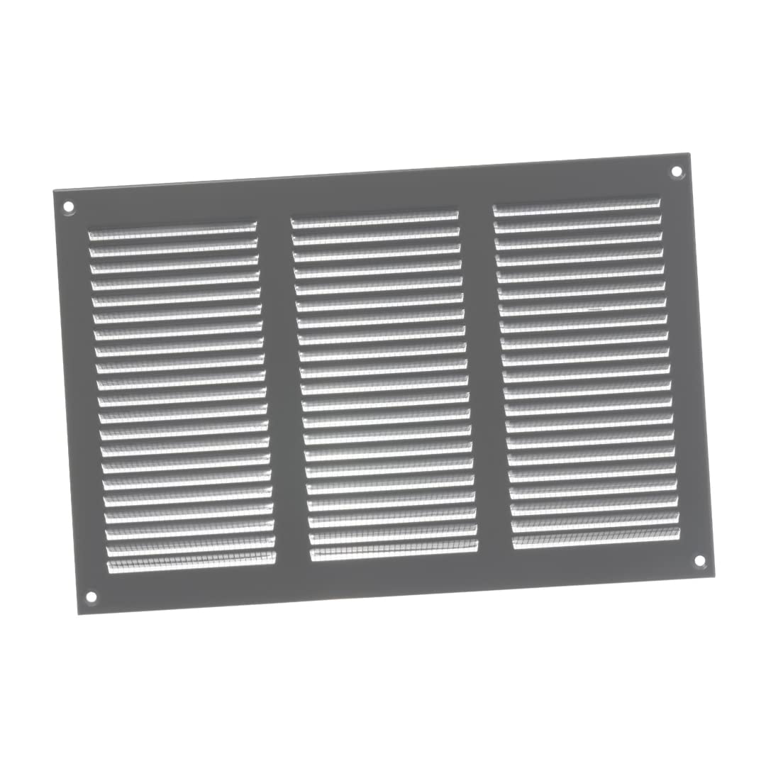 Europlast Grey 300X200mm / 12X8" Inch Metal Air Vent Grille Cover With Insect Mesh - Ventilation Cover