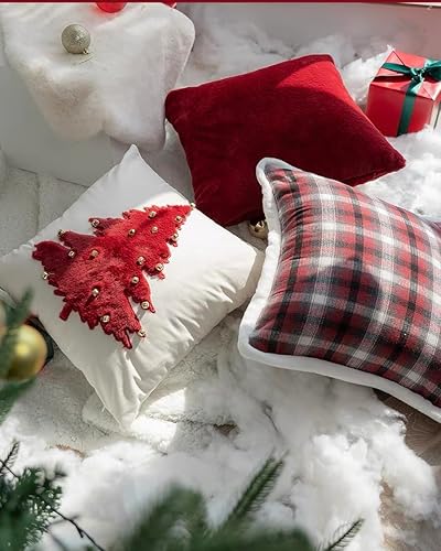 Miniatura 6 de Lently Funda de cojín bordada decorativa navideña (copo de nieve E_ 18 x 18 pulgadas)