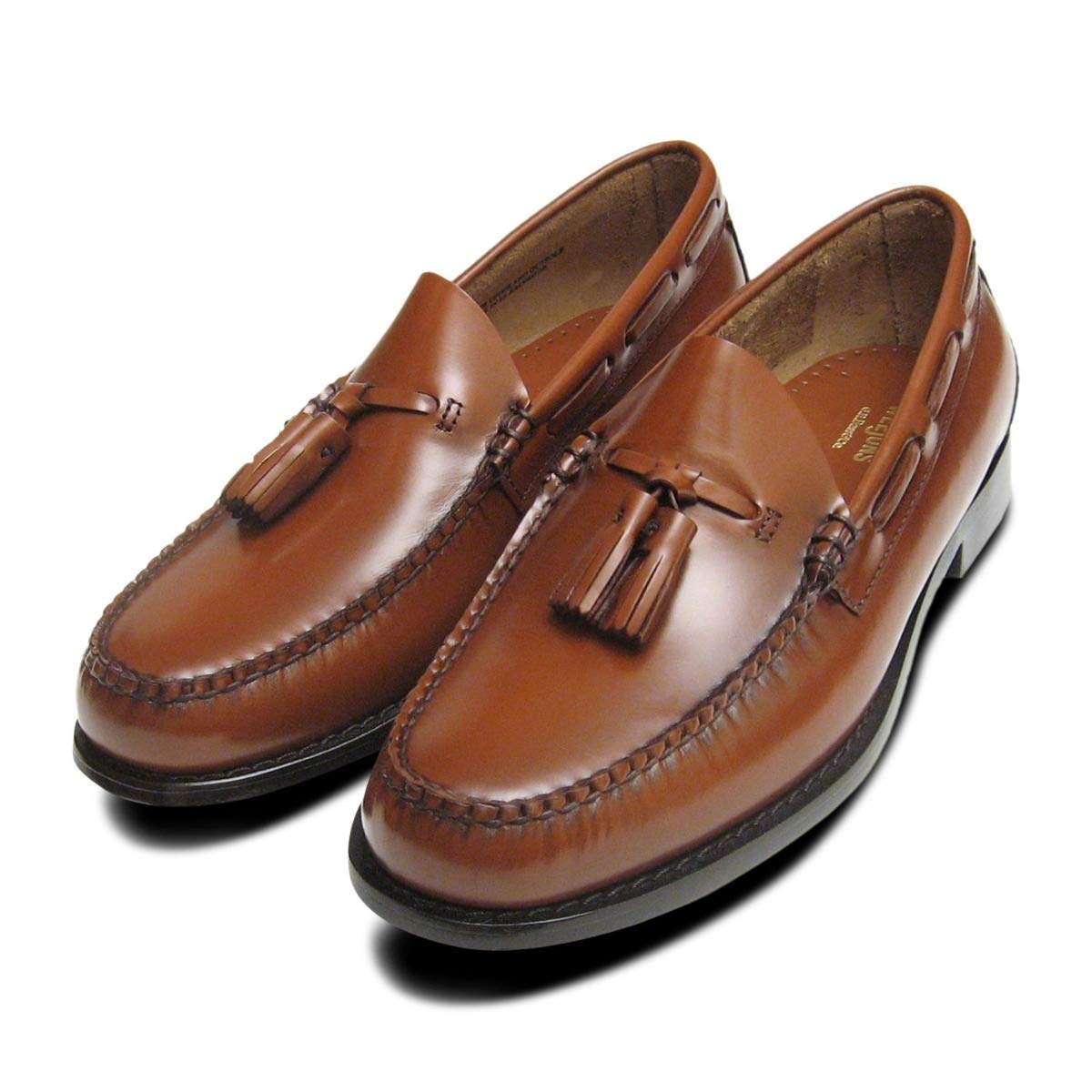 Bass WeejunsHoney Brown Polished Leather Formal Ivy League Tassel Loafers Mens UK 9