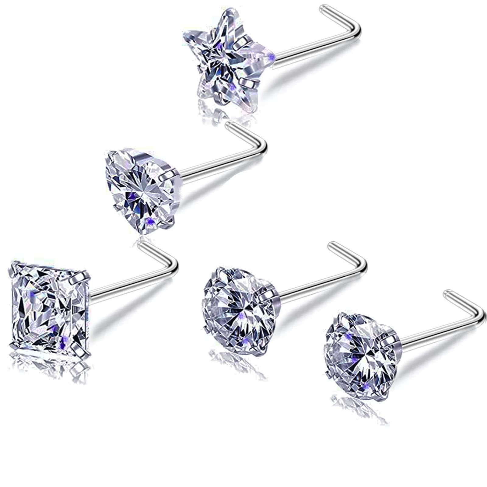 CarpertonNose Rings & Studs - 18g, 20g, 22g 14K Gold Bone Nose Studs for Women in Titanium Steel