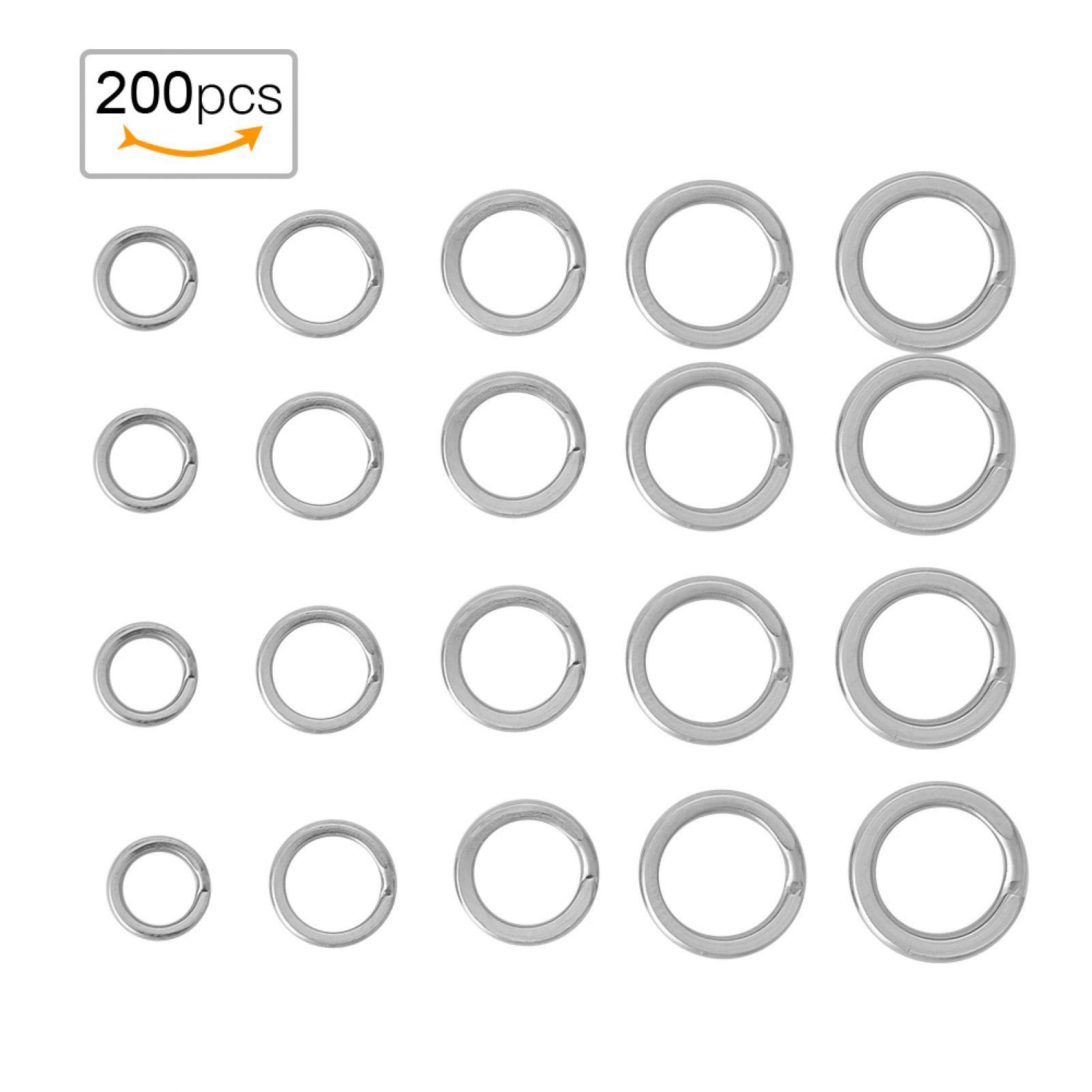 Anneaux Brises, Anneau de Peche, Anneaux fendus de pêche, connecteur de leurre de pêche, 200 pièces en Acier Inoxydable Double Anneaux fendus connecteur Accessoires de pêche