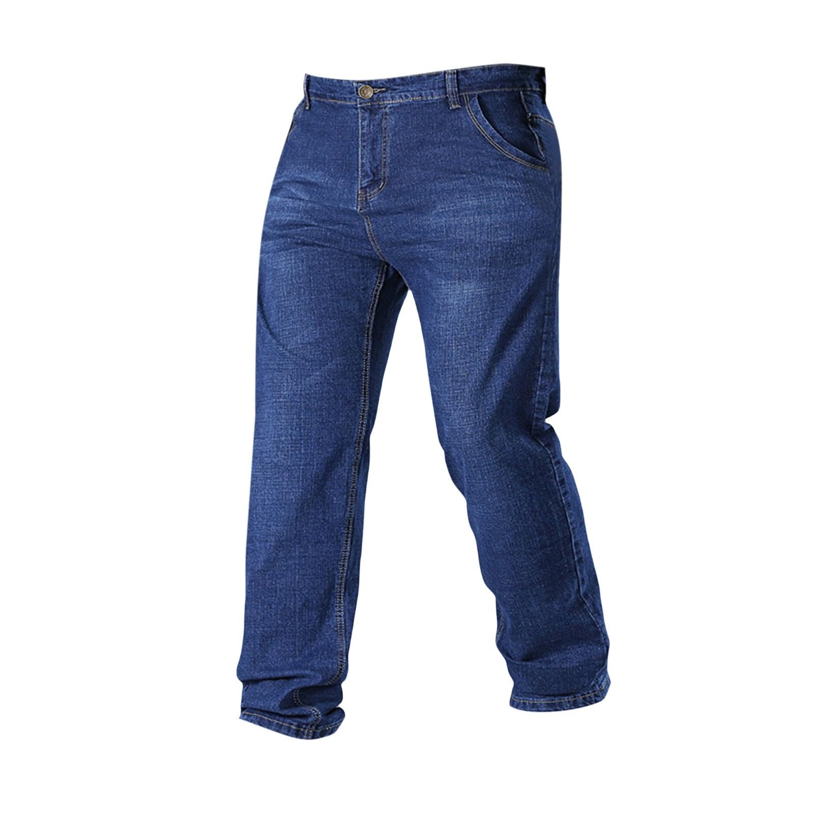 Generisch Pantalones vaqueros holgados para hombre, pantalones vaqueros de tallas grandes, pantalones de mezclilla, rectos, de pierna ancha, pantalones de ocio, ropa de calle, universidad, pantalones
