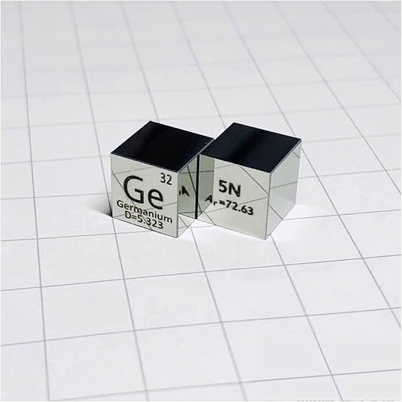 PROPFE Germanium Element Cube,Purity 99.999% Engraved Periodic Table Pure Metal Cube for Element Collections Material Hobbies/Polished/10mm/0.39in