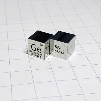 PROPFE Germanium Element Cube,Purity 99.999% Engraved Periodic Table Pure Metal Cube for Element Collections Material Hobbies/Polished/10mm/0.39in