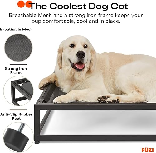 Miniatura 3 de FUZI Up Pup - Cama elevada para perros, cuna refrescante, marco de hierro fuerte y pies antideslizantes para uso en interiores o exteriores, cama