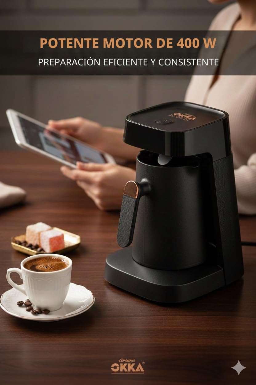 Arzum Okka Cafetera turca MINIO JET, cafetera turca, 400 W, 5 tazas de capacidad de café, protección contra desbordamiento, sistema de alerta acústica (cobre)