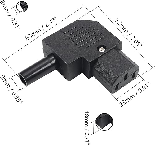 Miniatura 2 de Fielect C13 Adaptador de enchufe de alimentación Conector de alimentación CA Enchufe de alimentación AC110-250V 10A 3 pines Terminales Adaptador en