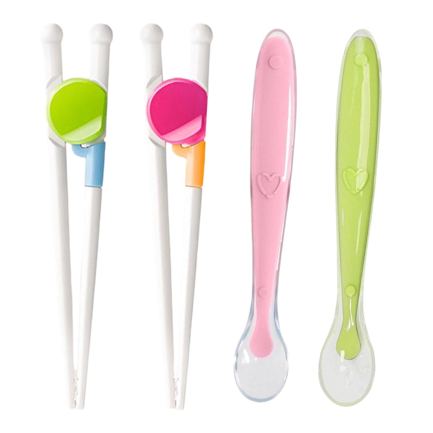 Vehyegoi Red 2 Pairs Of Chopsticks And 2 Food Supplement Spoons, Training Tableware Set, Practice Non-Slip Chopstick, Suitable For Beginners With Chopstick.