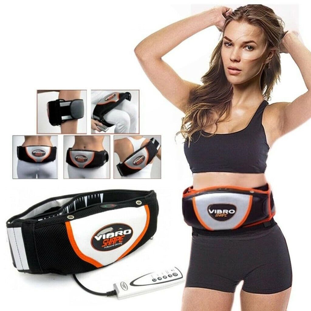 Vibro Shape, ceinture de massage, convient pour le ventre, les jambes, les cuisses, les abdominaux, vibrants, minceur, fonction sauna, 5 vitesses, avec télécommande