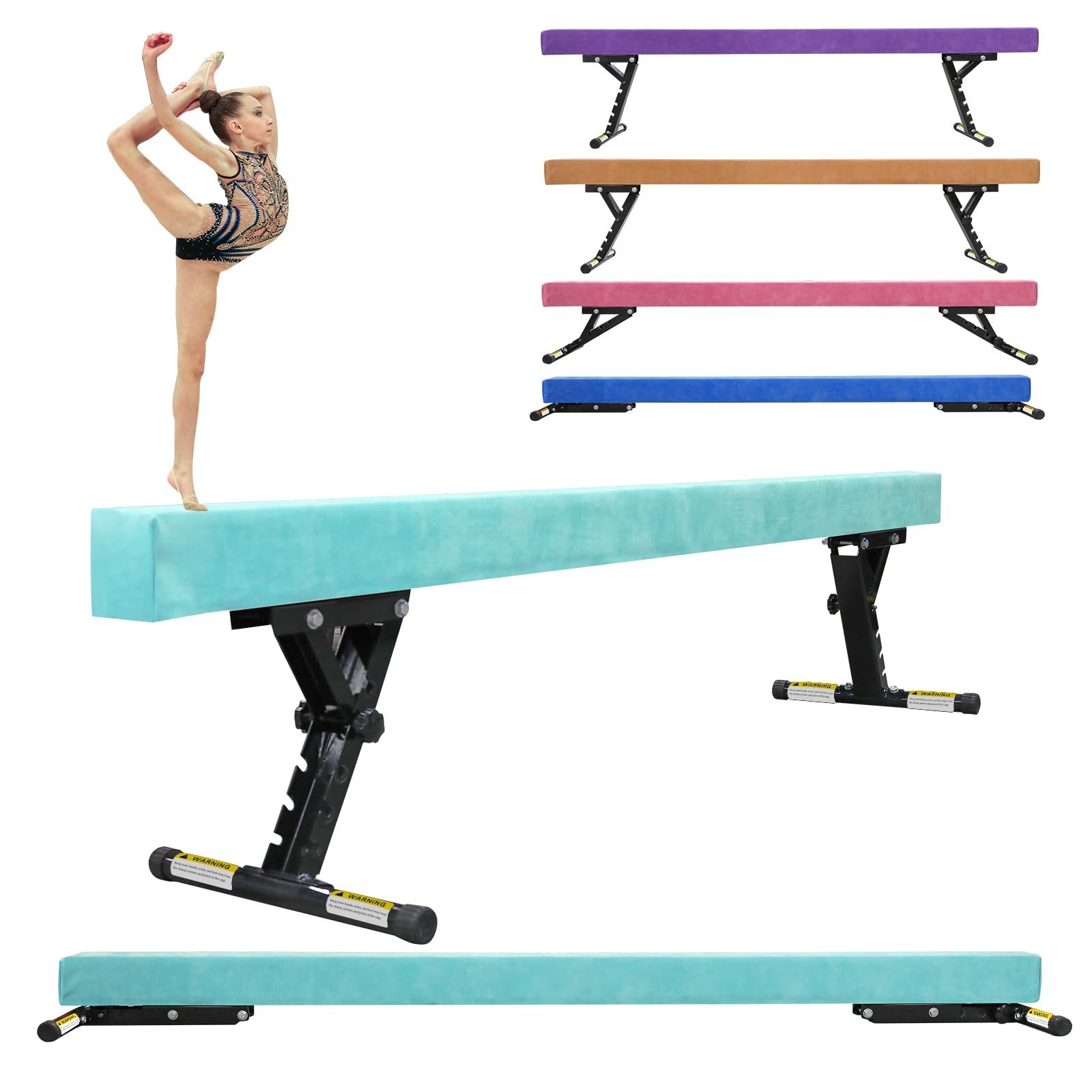 Buy Adjustable Balance Beam 8ft, High and Lower Floor Beam Gymnastics Equipment for Kids