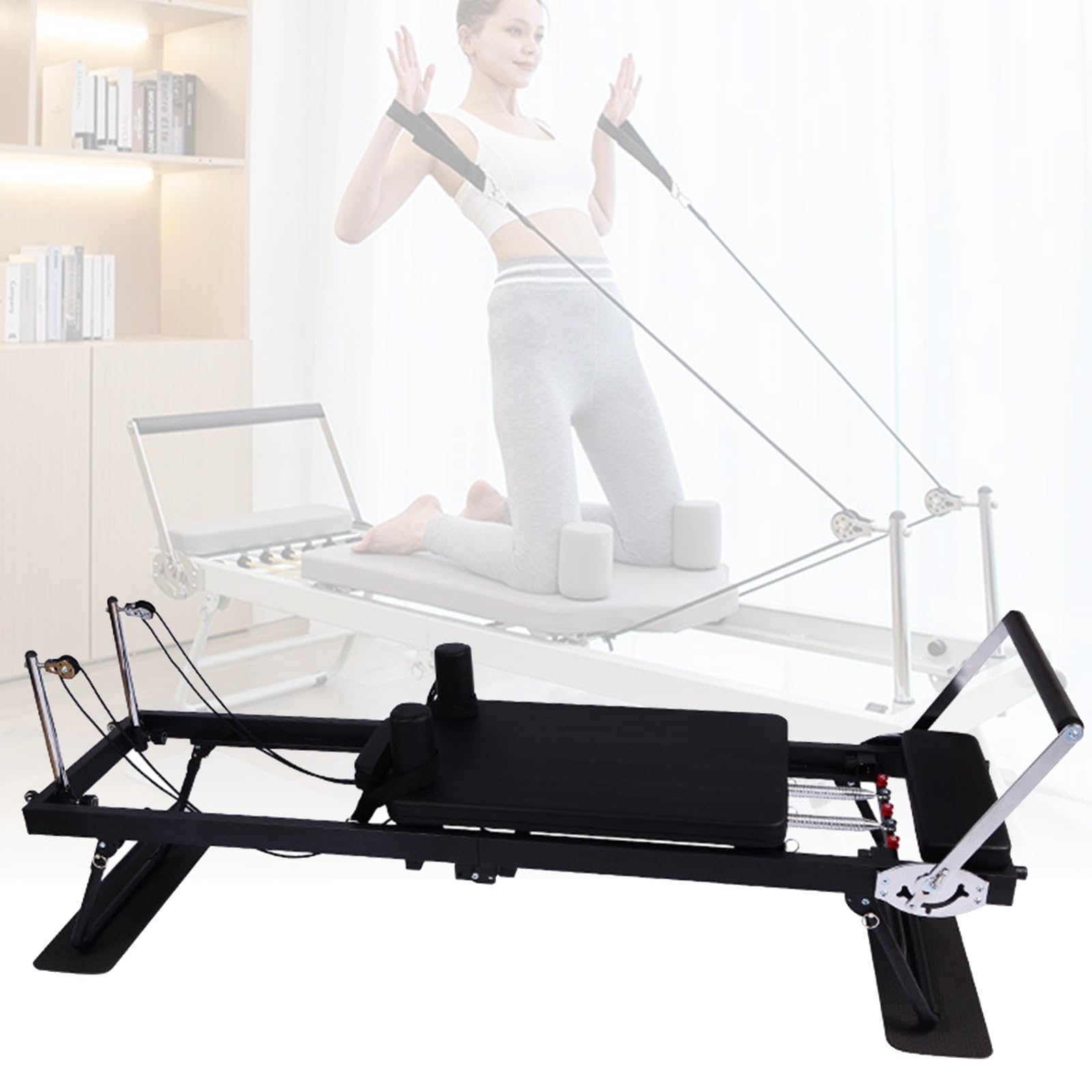 BVCL Reformer Pilates Machine, Foldable Pilates Reformer, Foldable Pilates Equipment for Home Workouts, Multifunctional Pilates Equipment(Black)