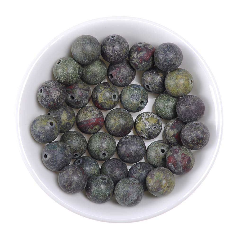 Perline Di Pietra Sanguigna: Quarzo Diaspro Eliotropio Naturale, 4-12 Mm, Filo Da 15,5" - Italia - Foto 8