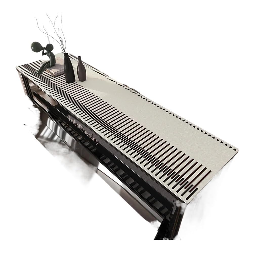 Copertura per pianoforte in tessuto a mezza copertura leggera e di lusso, antipolvere, impermeabile, a prova di olio, in pelle (spettro delle linee bianche, 40 x 200 cm)
