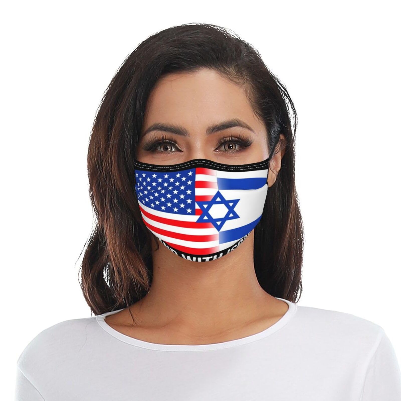 American I Stand with Israel USA Flag Adult Dust Mask Adjustable Dust Face with 2 Filter