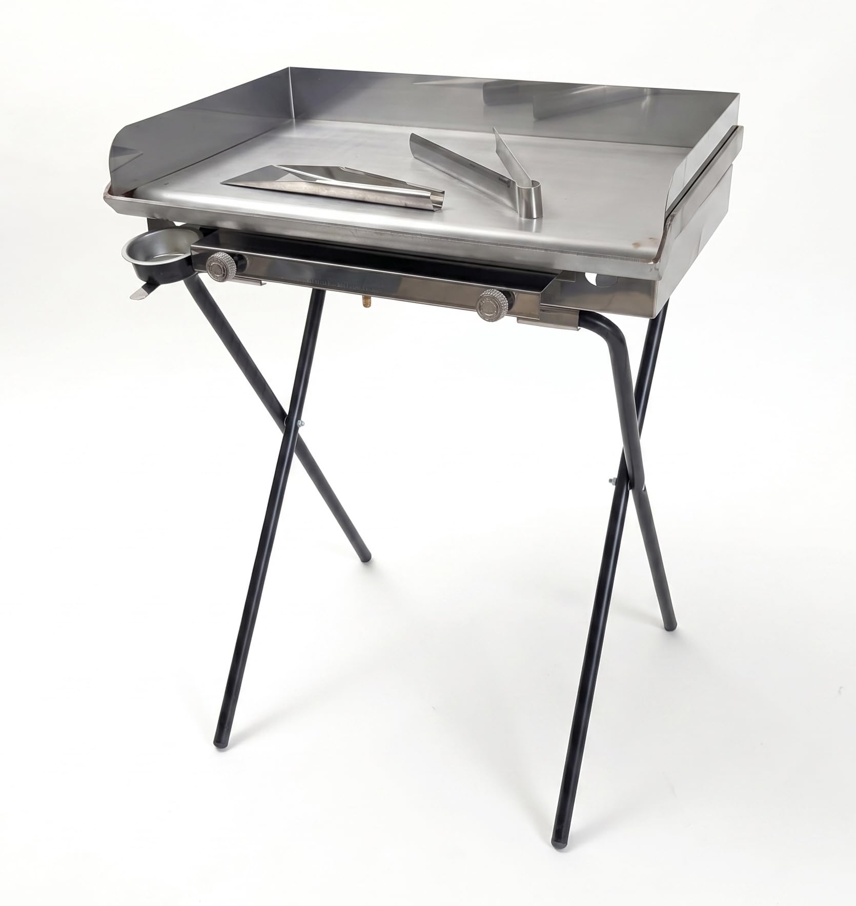 Yelloo - Parrilla Inoxline 620 60x45 cm con placa lisa de acero inoxidable AISI430, BBQ barbacoa de gas con dos quemadores