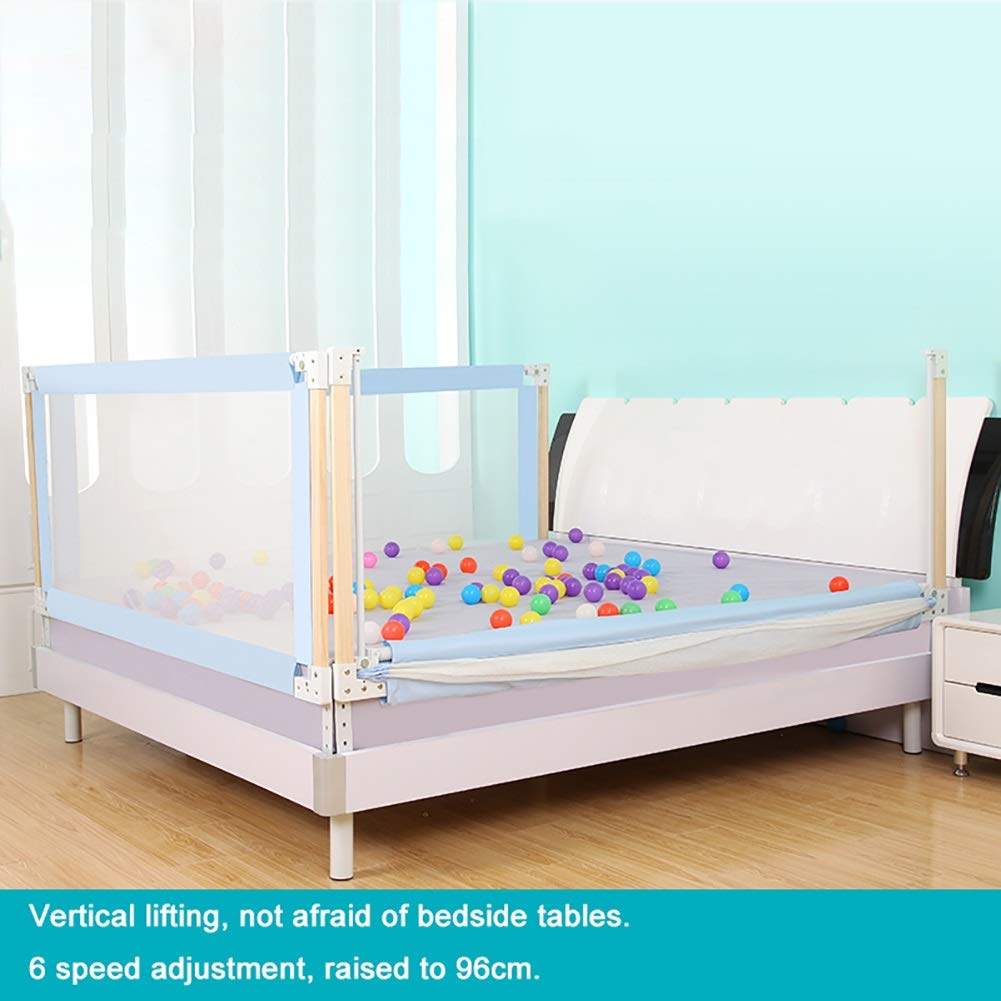 Lifting Kids Guardrail Holz extra hoch Baby Bettschienen für Kleinkinder, volle Größe, blau mit starkem Kugellager
