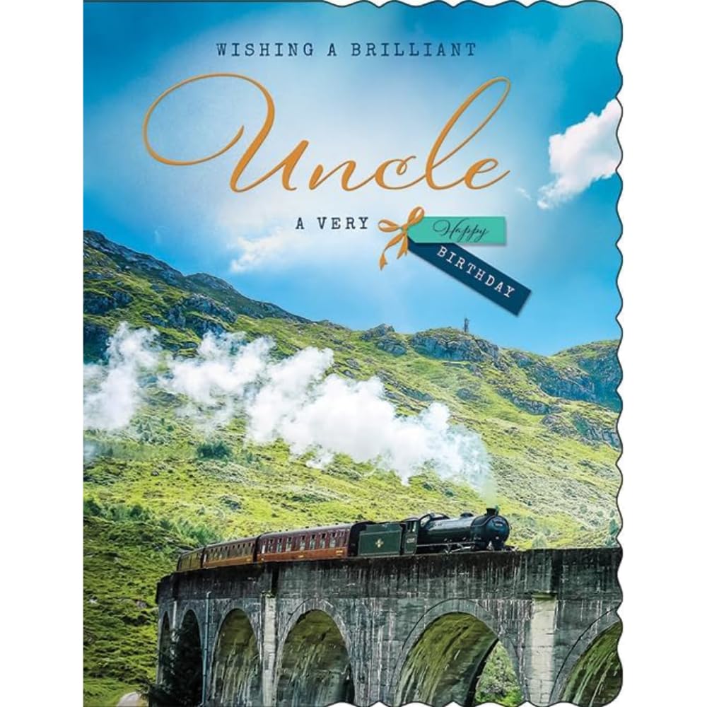 Brilliant Uncle Birthday Card Train - 8 x 6 inches - Avant Garde Studios