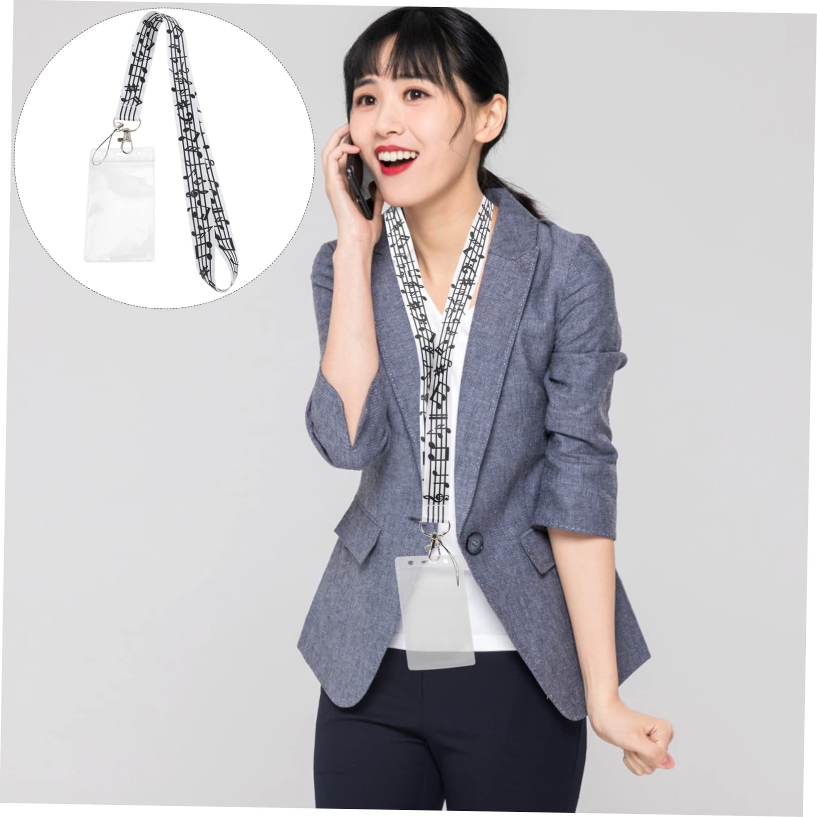 SHINEOFI 4 Sätze Id-karten-aufhängegurte Handy Schlaufe Band Handyband Brustkarten-lanyard Handy Tragegurt Doppelt Gürtel Kette Id-karten-lanyards Riemen Für Ausweise Pvc Black 4 Stück * 4