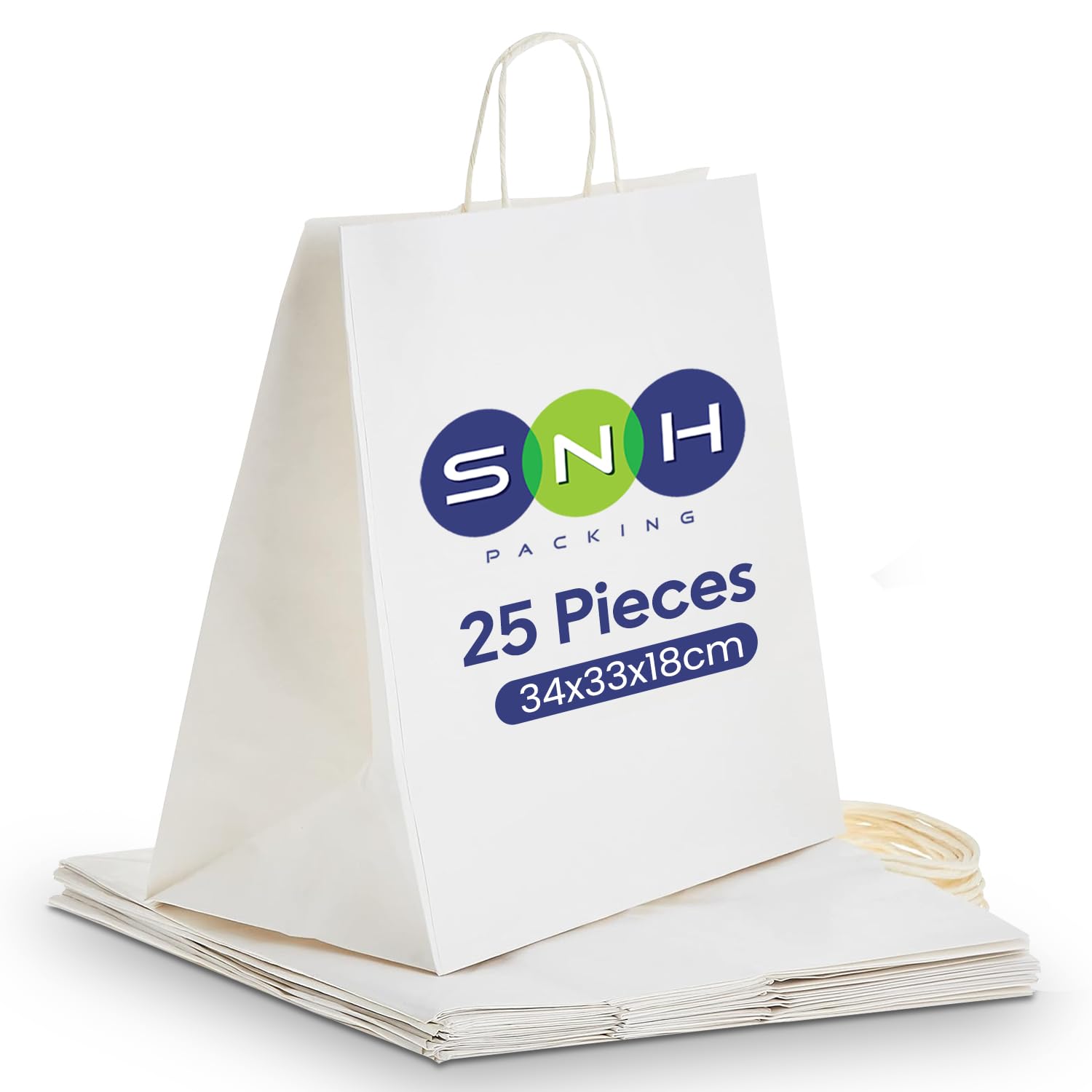 SNH Packing paper White Bag Twisted Handle - 34 x 33 18, 25 Units