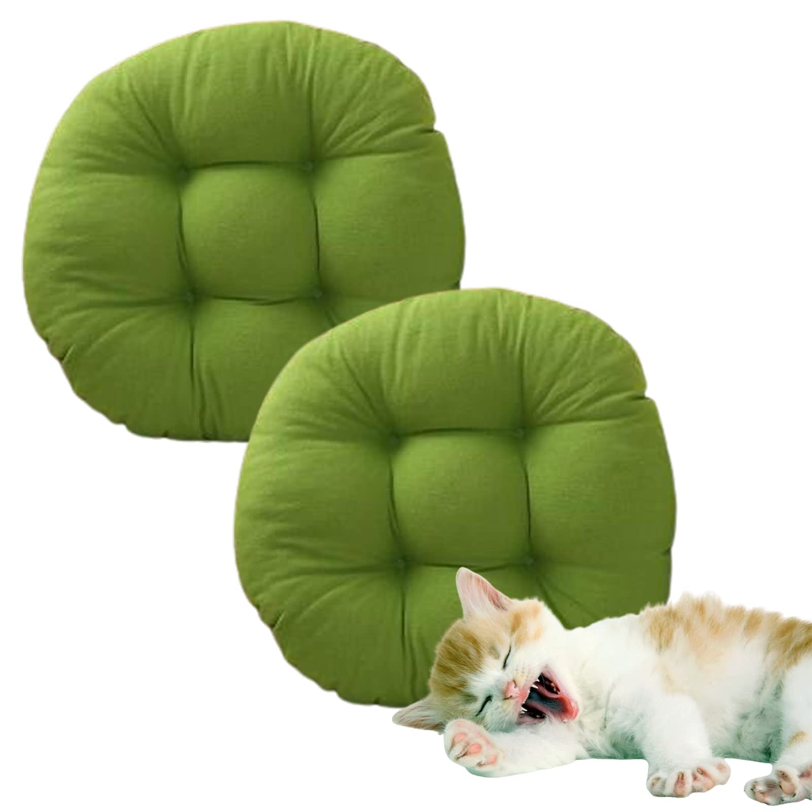 Cuscini per sedie Rotondi, Comodi Cuscini per sedie da Pranzo per sedie da Giardino Cucina Patio divani Interni Esterni (Green 60cm/24in(Set of 2))