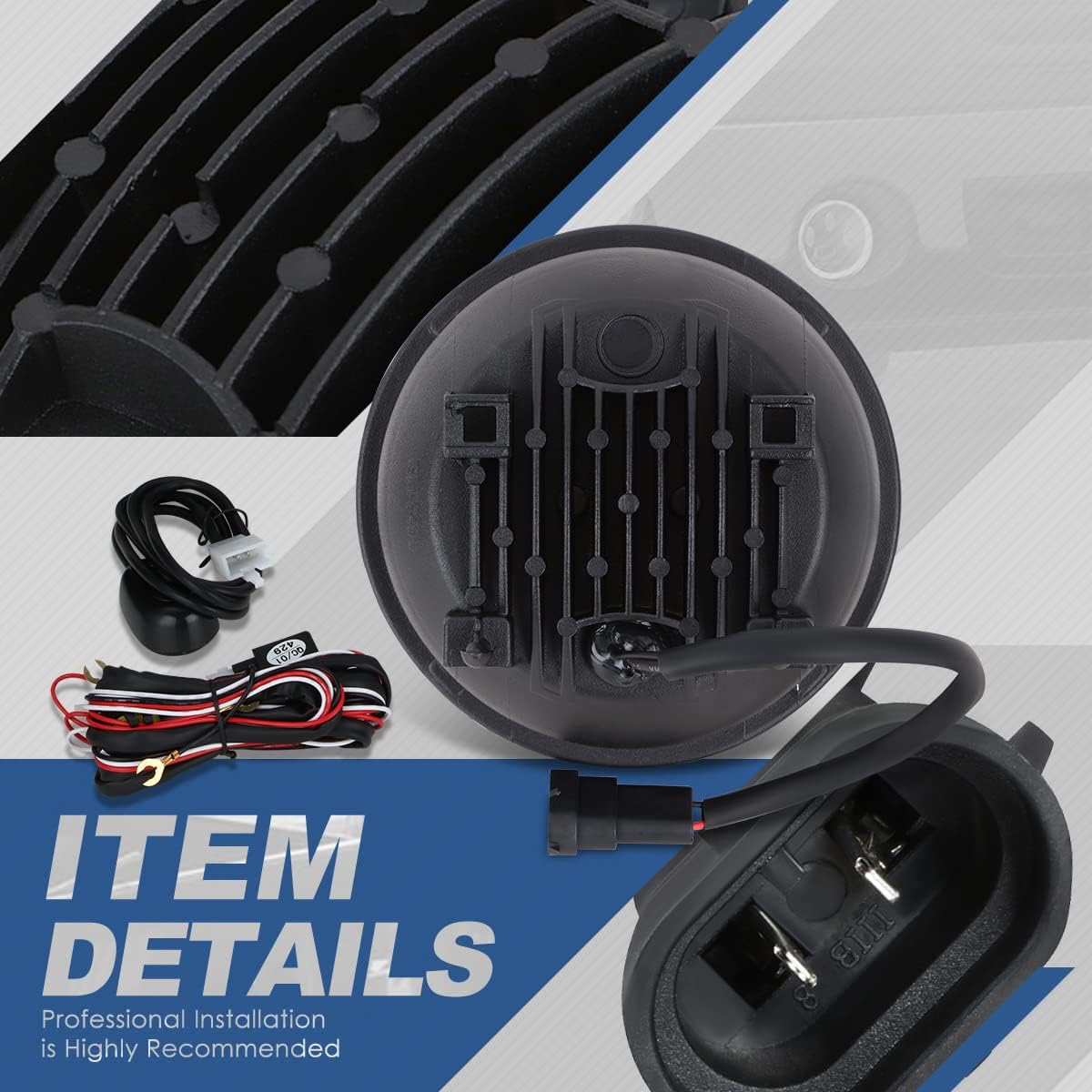 Auto Dynasty Full LED Projector Fog lights Compatible with 07-14 GMC Sierra 1500 2500 3500, Paw Print Front Bumper Driving Fog Light Lamps with Switch & Wiring Harness, Black Housing