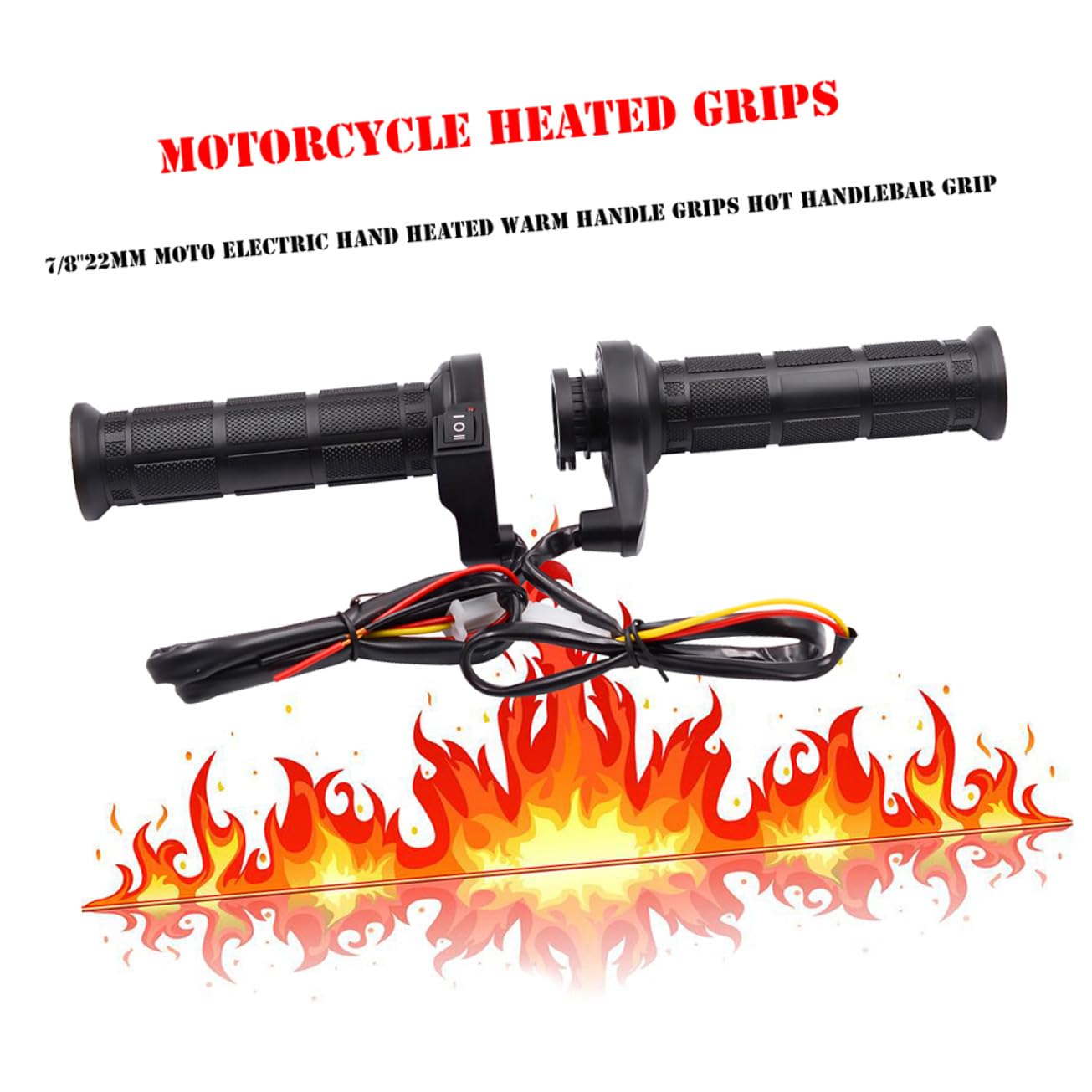 Puños Calefactables para Motocicleta Ajustables Mango Eléctrico Térmico para Invierno Calentador Resistente y Seguro para Manillar de Moto Compatible con Repuestos y Agarres
