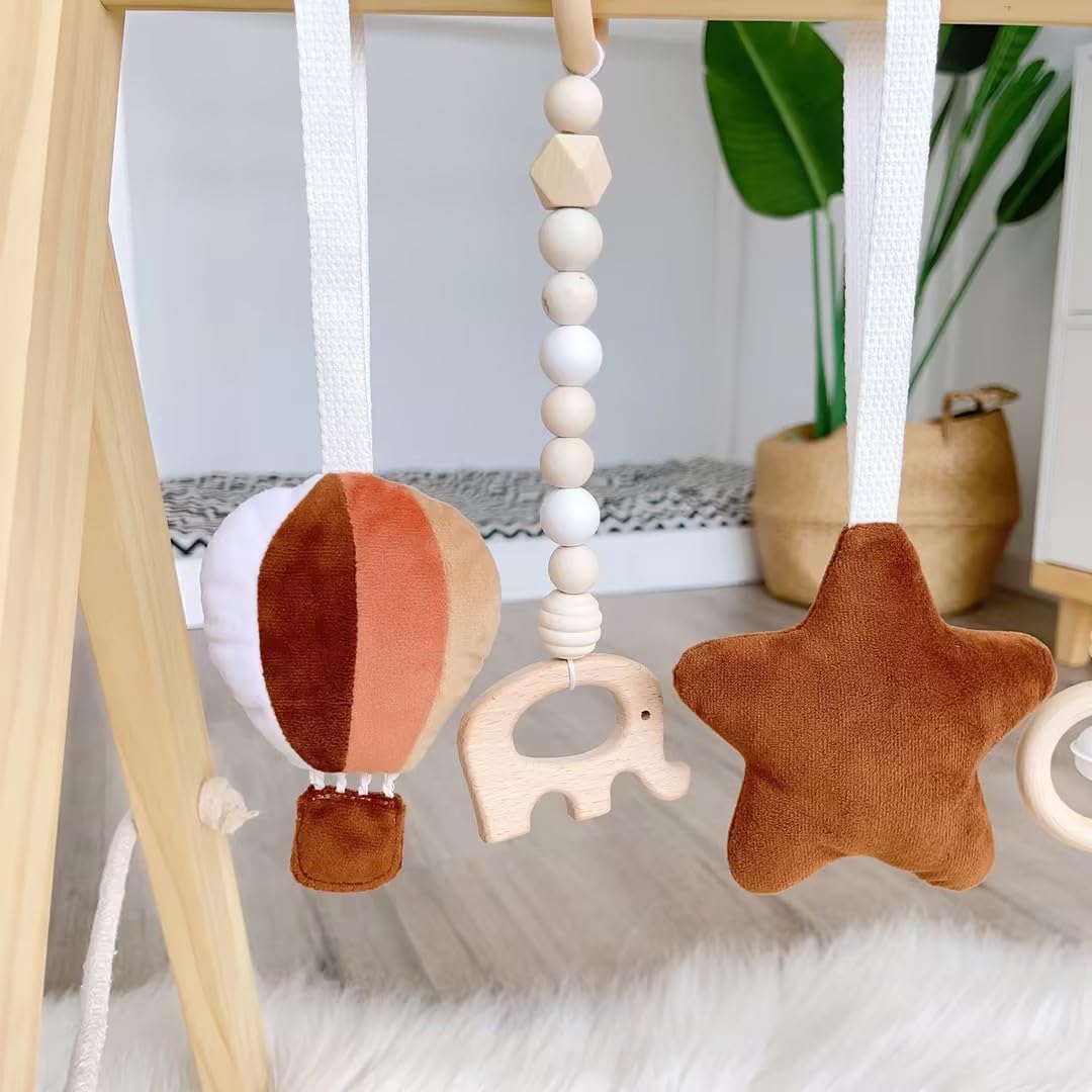 Caudblor Trapeze Jouet en bois pour bébé Puzzle Gym avec pendentif Jouet de gymnastique actif pour chambre de bébé Décoration de chambre d'enfant
