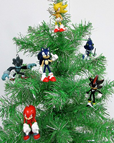 Sonic 6 Piece Christmas Ornament Set Featuring Sonic, Shadow, Werehog, Metal Sonic, Knuckles, And Super Sonic #TOP1